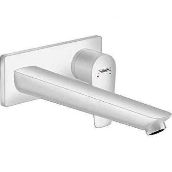 Mezclador empotrado de pared Hansgrohe Talis E, un solo mando, caño 22.5 cm, blanco mate, desagüe libre