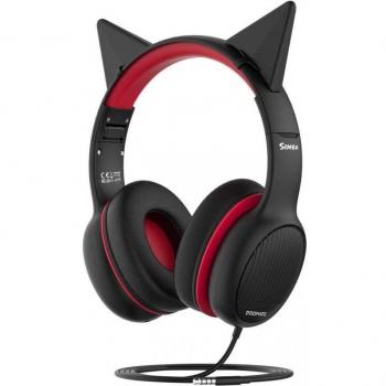 Auriculares Infantiles Promate Simba con Limitador de Volumen Limitado en Rojo/Negro