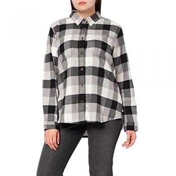Carhartt Hamilton Camisa de Franela para Damas con Estampado de Cuadros, Manga Larga, Color Negro Gris Blanco, Talla XS