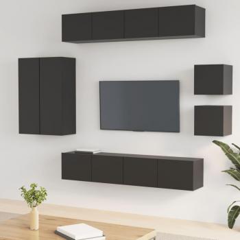 Set de muebles para TV 8 piezas madera contrachapada negro vidaXL