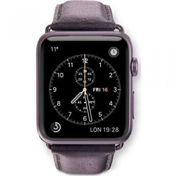 Correa de reloj dbramante1928 Copenhagen 42/44 mm - Cuero de grano completo Negro / Gris espacial para Apple Watch Series 4, 5, 6 y SE