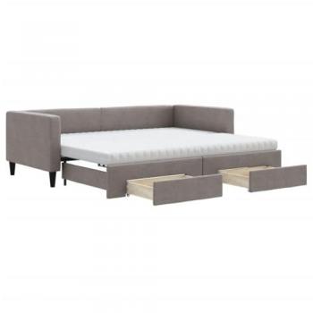Sofá cama nido extraíble con cajones 90x200 cm Tela Gris Taupe