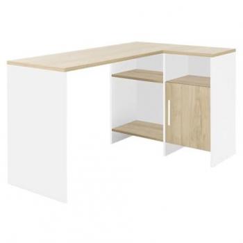 Escritorio de esquina industrial Liverpool con almacenamiento blanco - Fabricación francesa