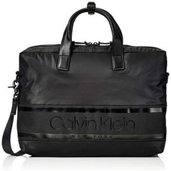 Calvin Klein - Striped Logo Laptop Bag, Bolsas para portátil Hombre, Negro