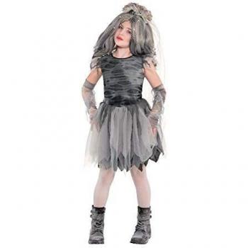 amscan Dress Children Size 8+ Years Vestido Zombie para niños de 8 años en adelante, Color Gris, 8-10