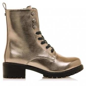 MARIAMARE Botines de mujer estilo militar 63355 gris con cierre cremallera, puntera redonda y tacón casual
