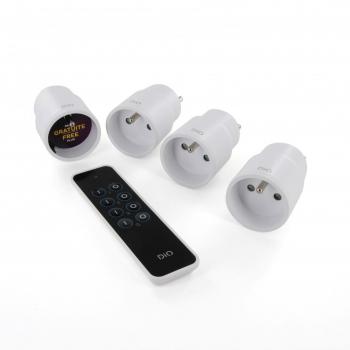 Kit de 4 tomadas inteligentes On/Off con control remoto de 4 canales DiO 1.0, incluye 3 tomas de mando a distancia y 1 interior gratis, capacidad máxima de 2300 W