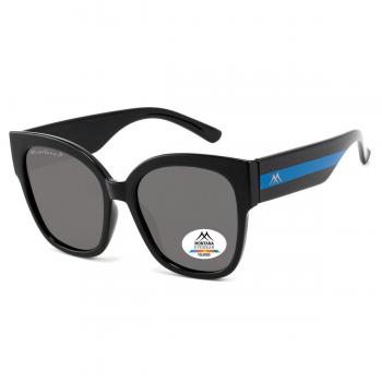 Montana Eyewear MP73 Polarized Sunglasses - Men's Black Size 56, Women's Shiny Black Blue Grey One Size