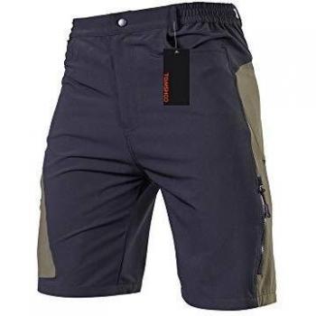 TOMSHOO Pantalones Cortos de MTB, Pantalones Cortos de Ciclismo para Hombre con Acolchados en 3D y 4 Bolsillos para Deporte al Aire Libre y Ciclismo