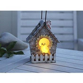 Best Season 477 – 91 LED Solar de casa de pájaros, 23 x 13,5 cm, 2 LED Blanco cálido, con Panel Solar, Incluye batería, para Exteriores, cartón Coloreado