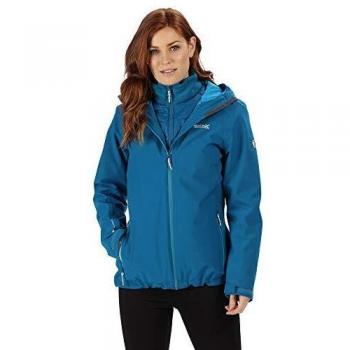 Regatta Wentwood Iv - Chaqueta de senderismo impermeable y transpirable 3 en 1 para mujer, con interior híbrido aislado 3 en 1, Mujer, RWP290 GQ110L, Azul Petrol