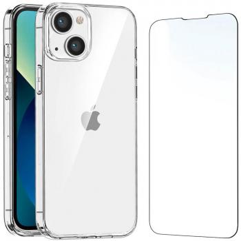 Funda transparente con protector de cristal templado para iPhone 13
