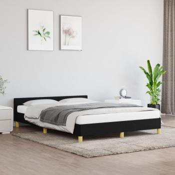 Cama sin colchón de tela negra 140x190 cm con cabecero - VidaXL