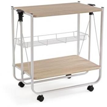 Carro de Cocina Versa Blanco PVC Metal Madera MDF 40 x 70 x 68 cm, carro auxiliar con ruedas plegables blanco y roble claro, Versa Carro plegable c/ruedas blanco