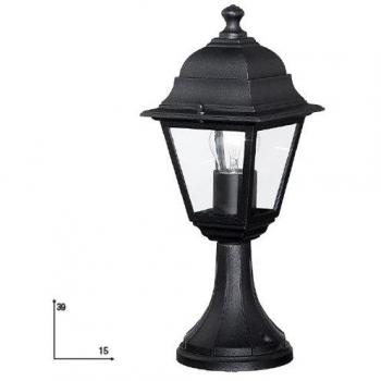 Lámpara de Jardín Paletto Negra 1xE27 Aluminio con Difusor de Vidrio IP44 14,6x39 cm