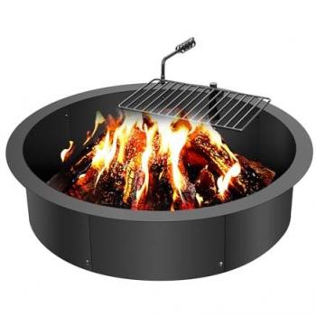 VEVOR Carbon Steel Fire Pit Ring with BBQ Grill, 35-Inch Outer Diameter, 31-Inch Inner Diameter, 8.5-Inch Height