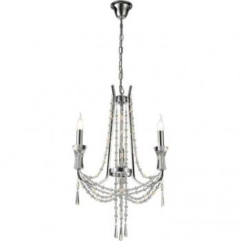 Lámpara de techo colgante Armand Cromo pulido 3 bombillas E14 87cm Cristal
