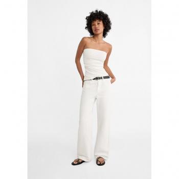 Stradivarius D92 Straight Wide White Jeans