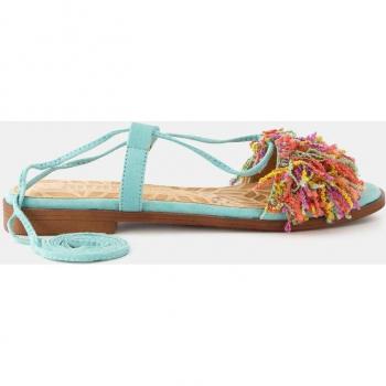Sandalias planas de mujer Mustang con puntera redonda y detalle de flecos