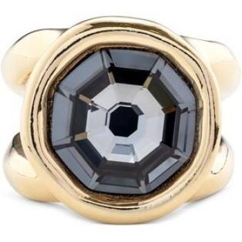 Renaissance Collection Silver-Plated Metal Ring with Gray Round Crystal - Size 12