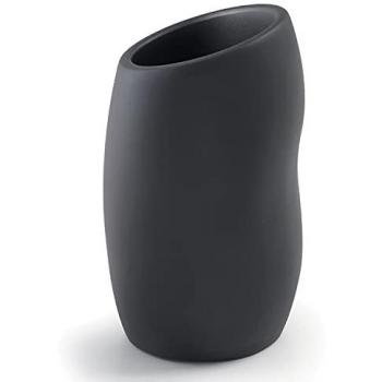 Vaso para Cepillos de Dientes Iside, Negro Mate, Resina y Arena