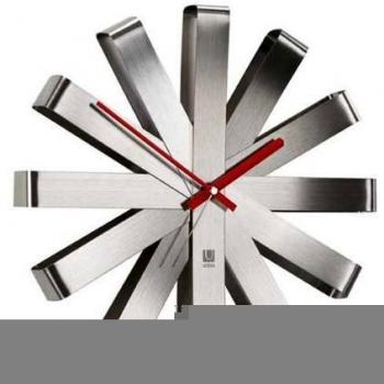 Umbra Ribbon Reloj de pared decorativo, Acero, Acero