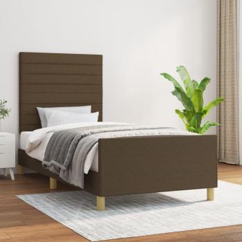 Cama solar sin colchón marrón oscuro 90x200 cm con estructura de cama y cabecero de tela Vidaxl Marrón
