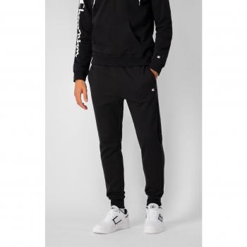Pantalones Champion Rib Cuff Hombre Negro con Puños y Cordón Ajustable
