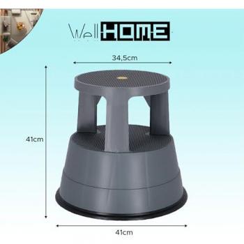 Taburete UP redondo gris oscuro de madera - Wellhome