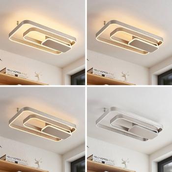 Plafón LED Lucande Kadira, 60 cm, níquel, moderno, gris, hecho de metal, para salón y comedor, 1 lámpara