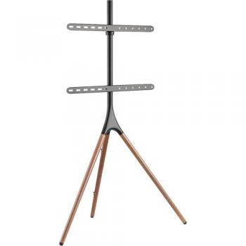 Soporte de Suelo Ajustable para TV LCD myWall HT22, Compatible con Pantallas de 32 a 75, Color Negro/Nuez, Altura Regulable y Rotatorio