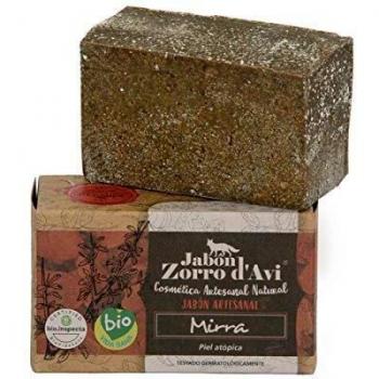 Jabón Zorro D’AVI | Jabón Natural Ecológico de Mirra | 120 gr | para Pieles Atópicas y Sensibles | Jabón Biodegradable Zero Waste | Tónico Cutáneo | Fabricado en España