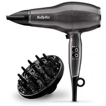 BaByliss D6490DE - Secador De Pelo Platinum Diamond 2300, Motor AC Profesional, Control Súper Iónico, 3 Temperaturas, 2 velocidades, Aire frío, Incluye Boquilla y Difusor profesional