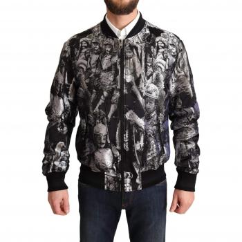 Dolce & Gabbana Black Silver Puppi Motive Bomber Jacket - IT50 | L
