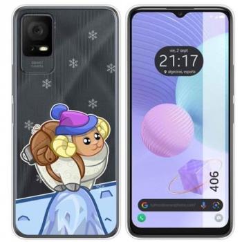 Funda Silicona Transparente para TCL 406 con Diseño de Cabra y Dibujos