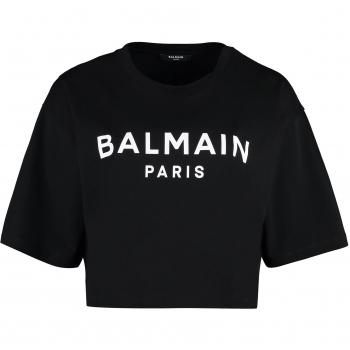 Balmain Women's Cotton Crew-Neck T-Shirt in Black, Size XS, Color EAB