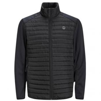 Jack & Jones Multi Quilted Down Jacket with Label Print, Black, Size XL