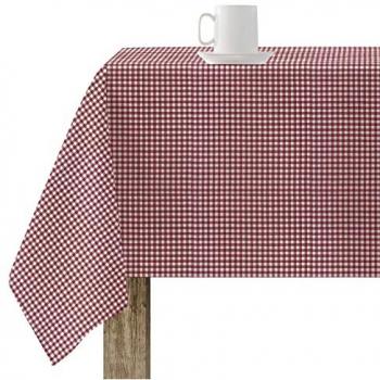 Mantel Antimanchas Resinado Cuadros Vichy Rojo 200x155 cm - 100% Algodón Orgánico - Elegante Made in Spain