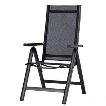 Sillón de posiciones en aluminio con textilene negro