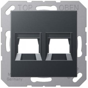 JUNG A-Range Dual Modular Jack Cover Plate with Carry Ring - Anthracite Matte