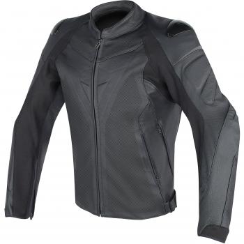 Dainese-FIGHTER Chaqueta de piel perf., Negro/Negro, Talla 54