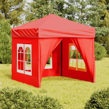 Carpa para fiestas plegable con paredes laterales roja 2x2 m