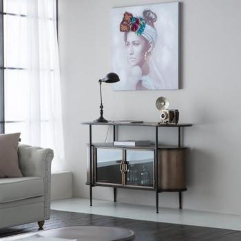 Aparador de Metal Marrón Wanderlust Deco 120x42x80 cm - Mueble de Almacenamiento