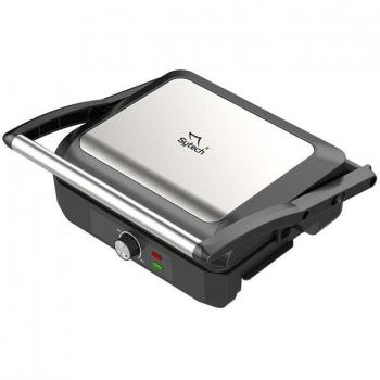 Sytech SY-PN12 Plancha Grill Panini 2200W con Apertura de 180 Grados, Placa Superior Basculante, Exterior de Acero Inoxidable, Bandeja Recoge-grasas, Plato