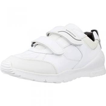 Zapatillas Colegiales Biomecanics 211103 - Piel Auténtica - Transpirables - Zapatillas deportivas de niño con doble cierre adherente - Color Blanco - Talla 36