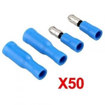 SODIAL(R) 50X Terminales Aislamiento Electrico Forma Bala Color Azul
