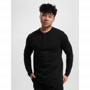 Urban Classics Men's Basic Henley Long Sleeve Shirt - Black - S to XXL