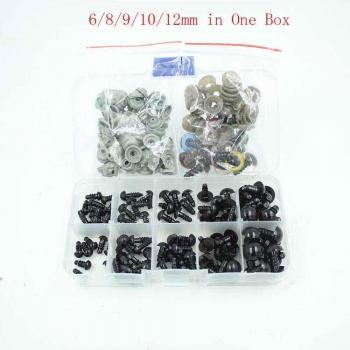 Juego de 100 ojos de seguridad para peluches, 6 x 12 mm, plástico, color negro