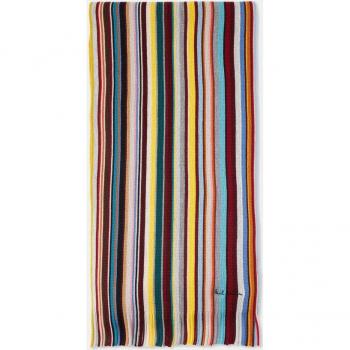 Paul Smith Mens Signature Stripe Wool Scarf - Multi Coloured - One Size