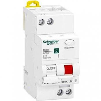 Interruptor automático y diferencial Schneider Electric Resi9 1P, 16A, Sensibilidad 30mA, Montaje en Carril DIN